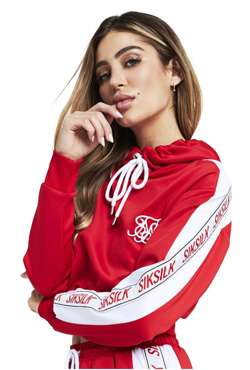 red and white cropped hoodie