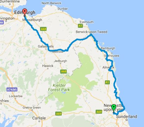 Coast and Castles cycling route map