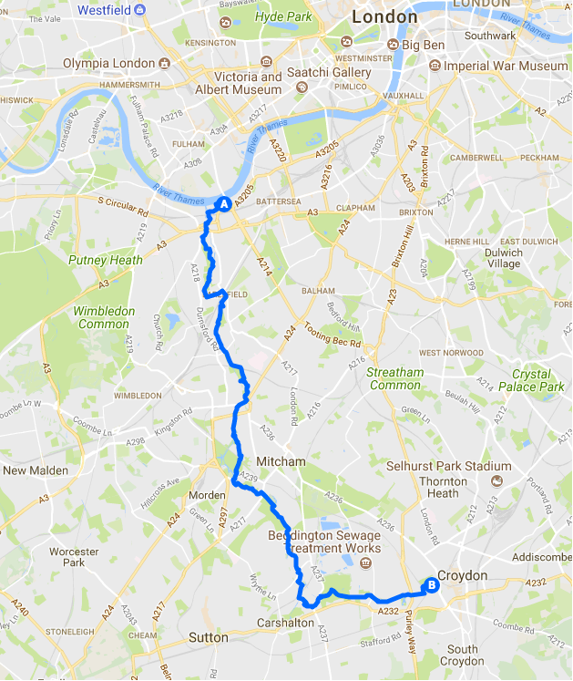 the Wandle Trail cycling route map