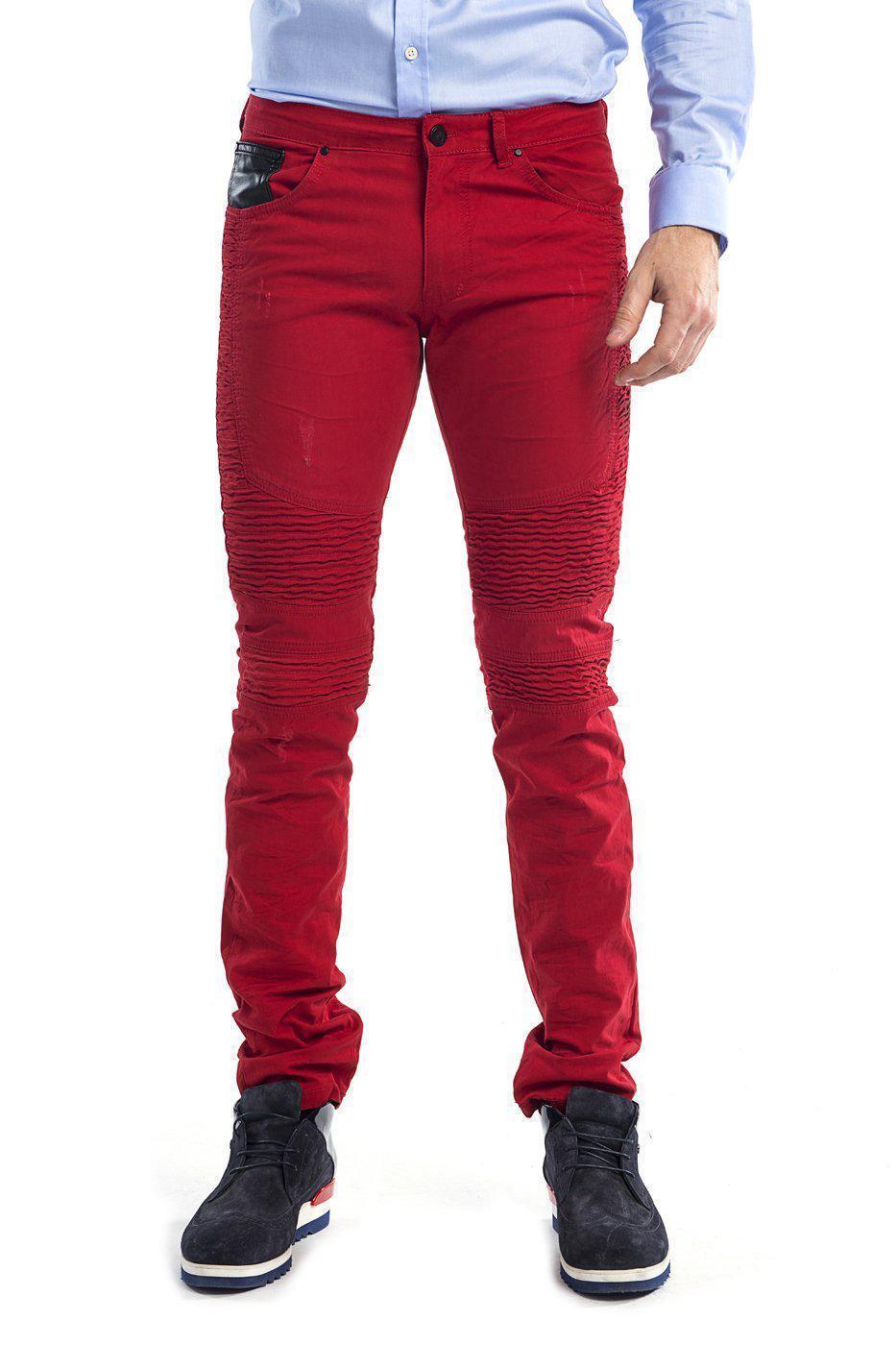 red moto jeans