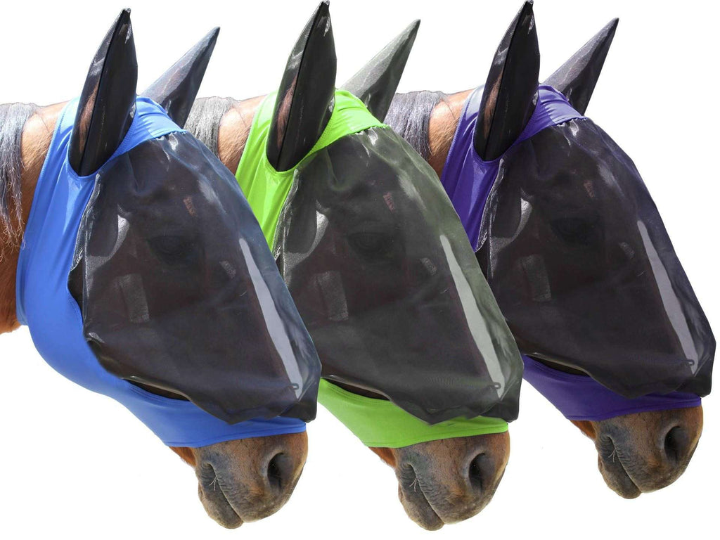 Horse Fly Mask w/ Ears Hood Full Face Mesh Protection Repellent Mosquito UV J3Y8 