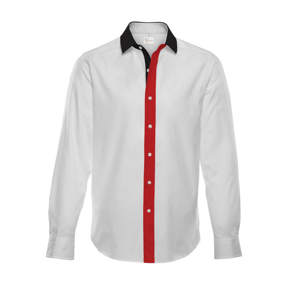 white shirt red