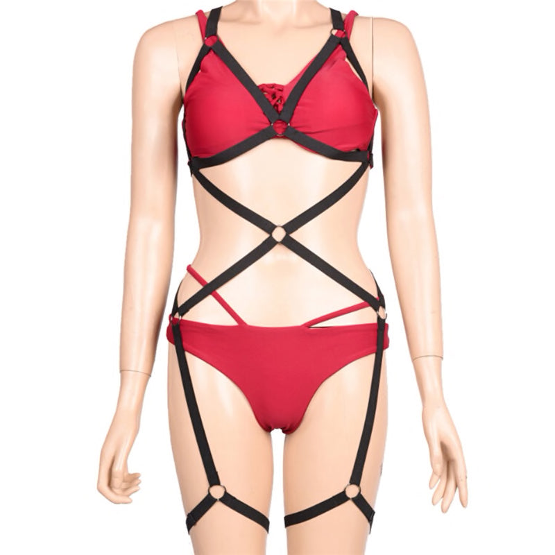 O Ring Full Body Bondage Harness Cage Bra Goth Fetish Lingerie Liquidred