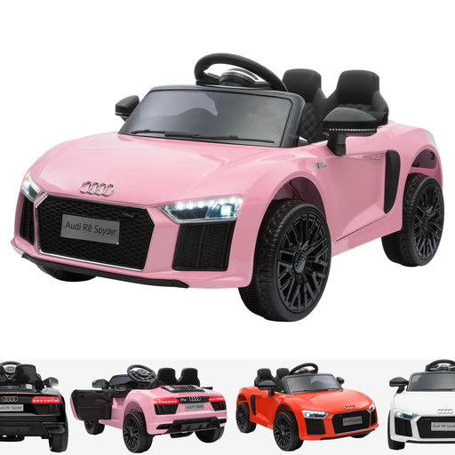 audi r8 licensed kids electric ride on car with parental remote pink audi r8 spyder super sports car kids ride on 12v lights parental remote mp3