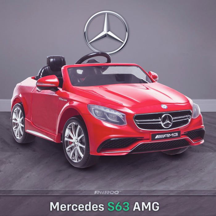 kids 12v electric mercedes s63 amg car licesend battery operated ride on car with parental remote control main red front angle 2wd