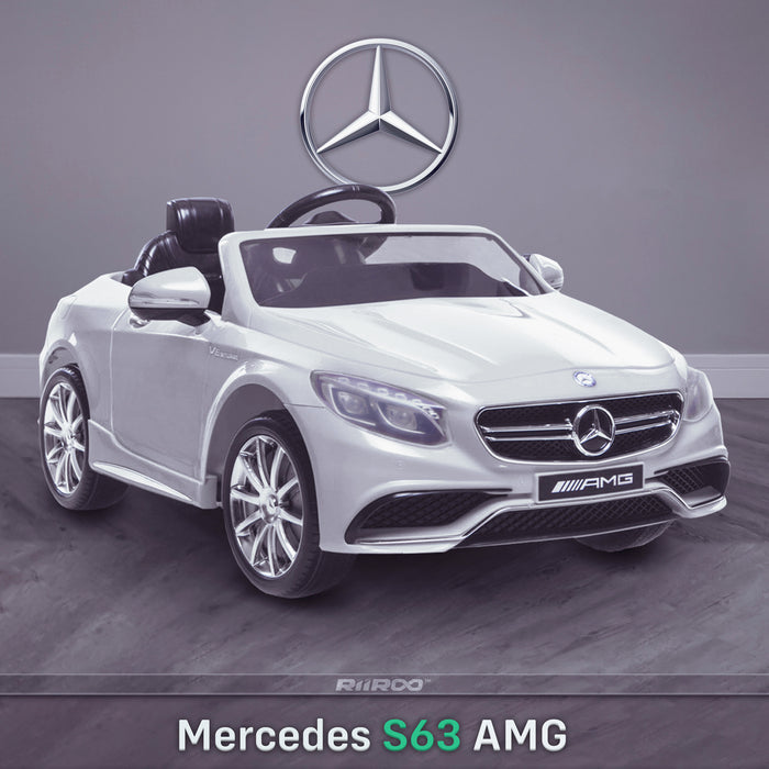 kids 12v electric mercedes s63 amg car licesend battery operated ride on car with parental remote control main white front angle 2wd