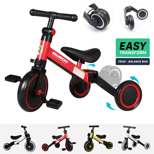 riiroo three in one trike red Red 3 1 kids tricycles wheel toddler balance bike adjustable seat