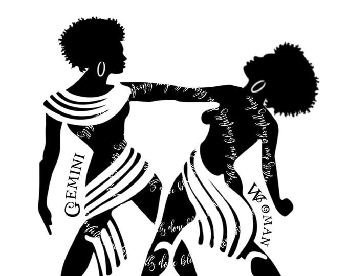 gemini art black and white clipart