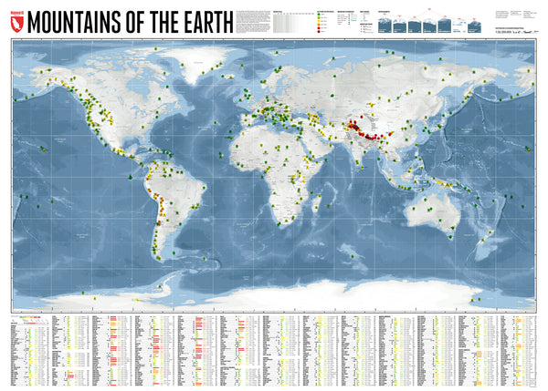 Marmota Maps Mountains of the Earth Wall Map | Backcountry Books