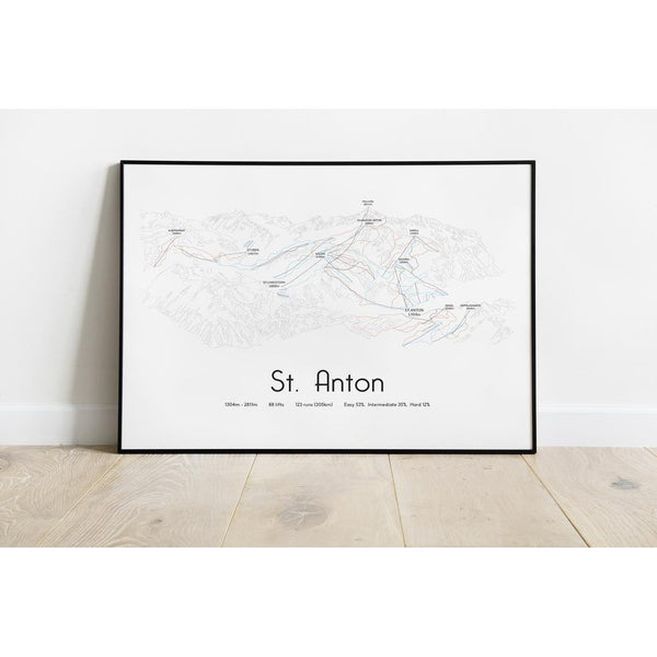 St Anton Piste Map Wall Print