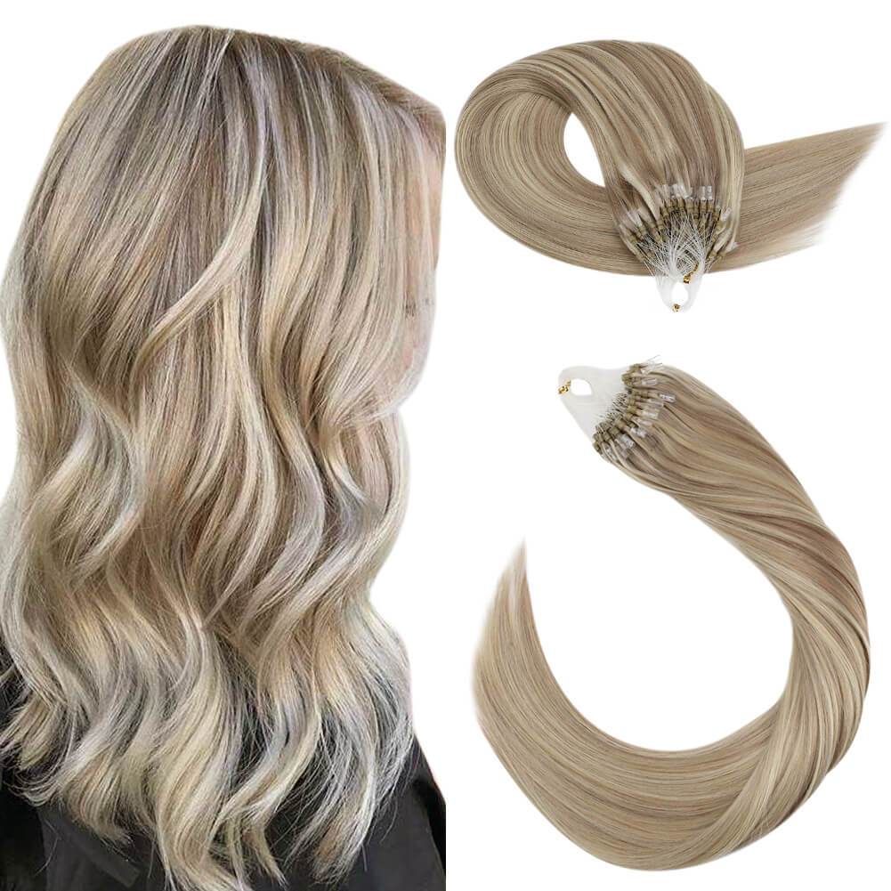 Micro Loop Hair Extensions Blonde with Bleach Blonde Color #18/613 –  UgeatHair