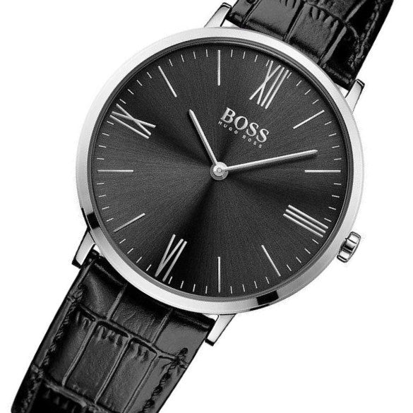 hugo boss watch black leather