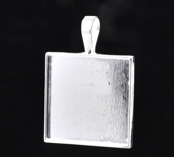 bezel tray fits 1" square inside chs1599 10 Silver Plate Pendant Tray 
