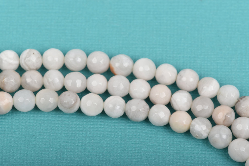 white agate beads