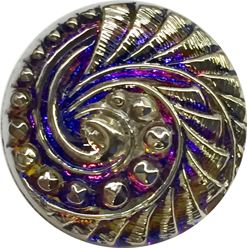 Purple Colored Czech Glass Shank Moon Face Button 18mm Purple Moon Face 