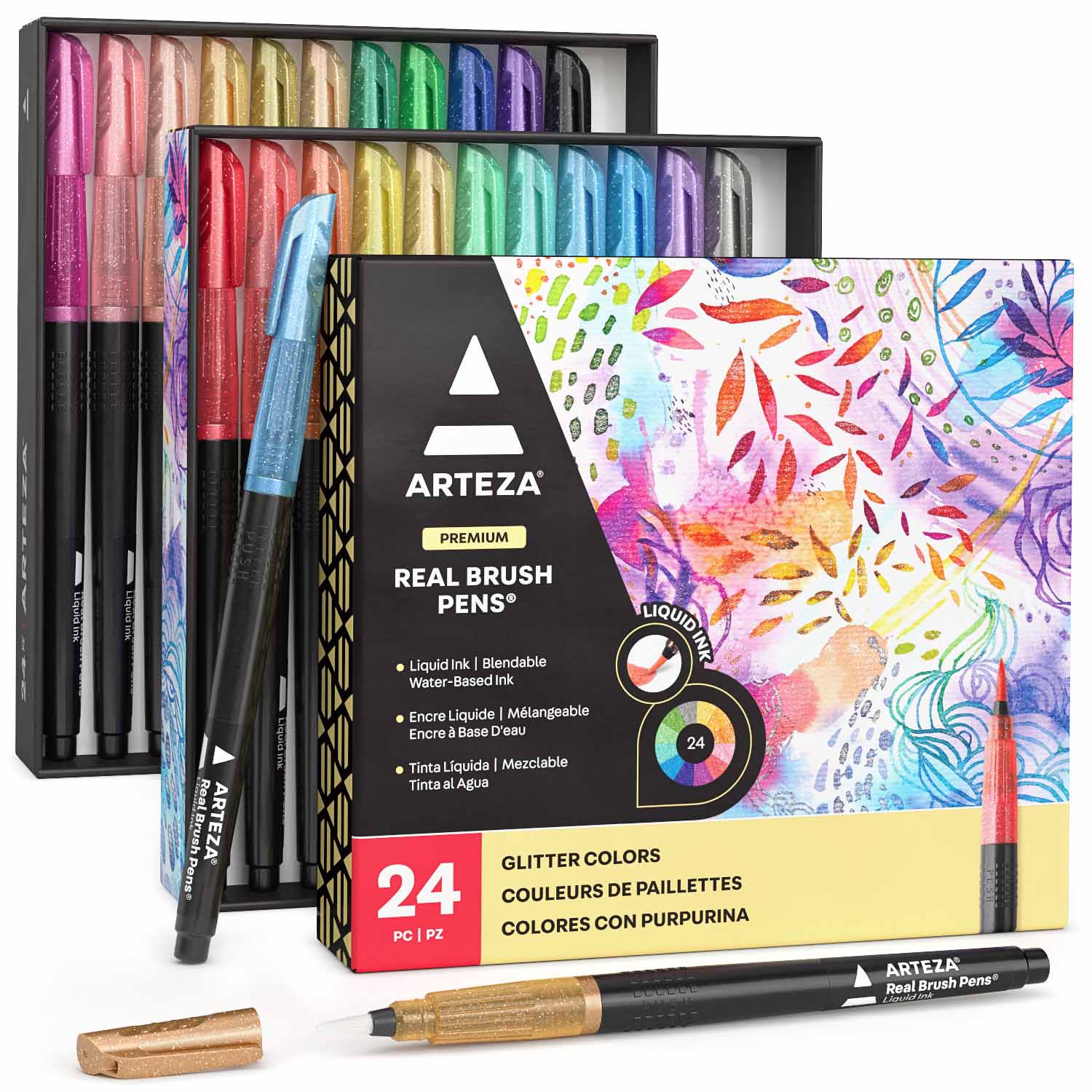 Real Brush Pens® Glitter Liquid - Set of – Arteza.com