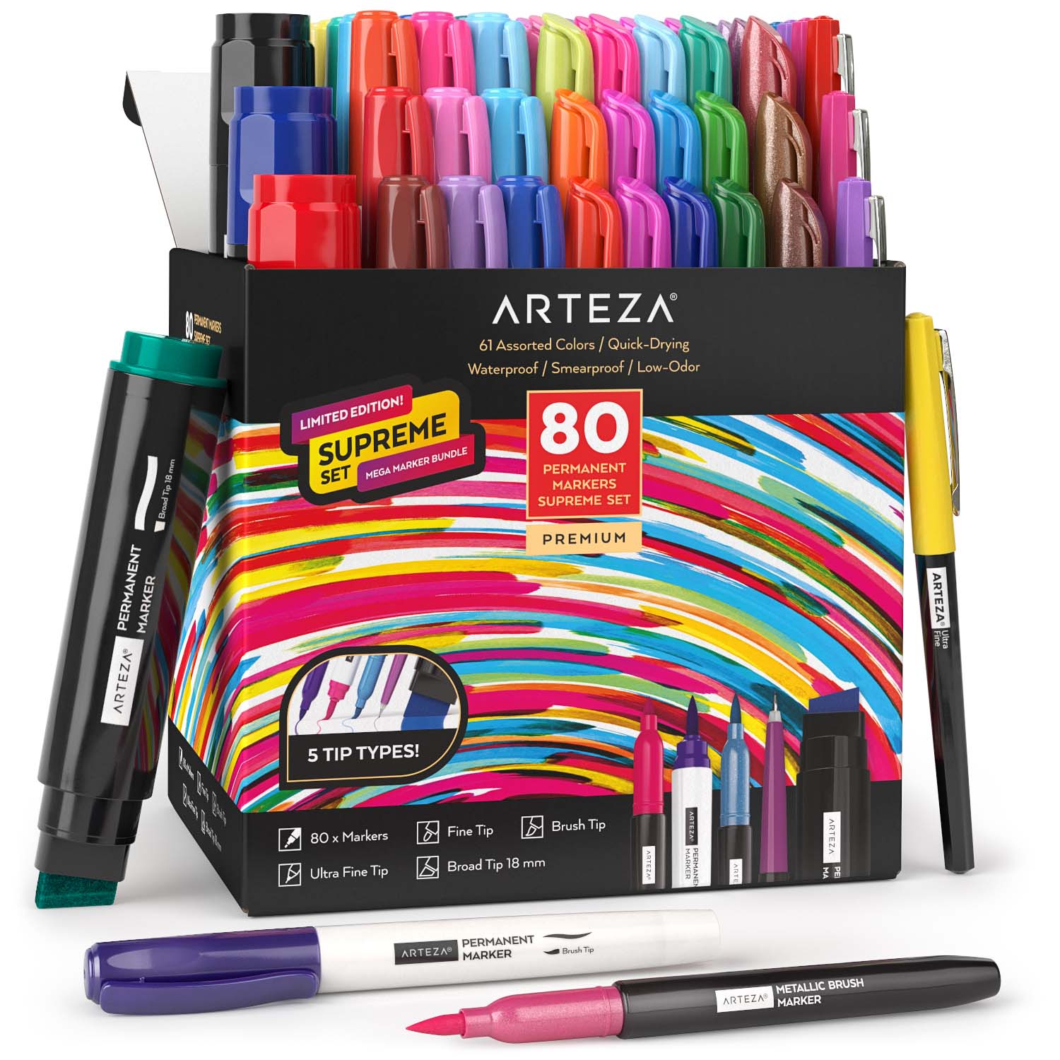 Acrylic Markers, Bright Colors, Fine Nib - Set of 40 –