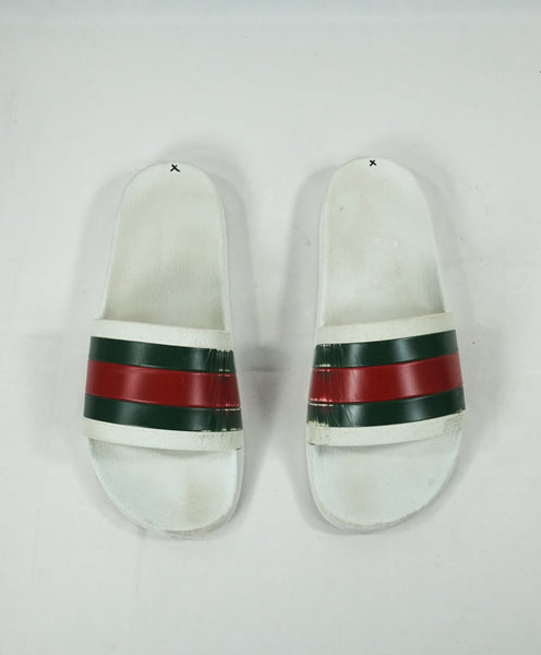 white red and green gucci slides