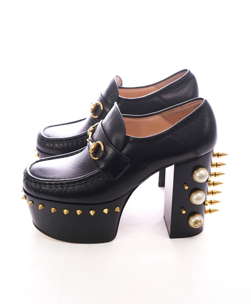 gucci loafers with pearls on heels