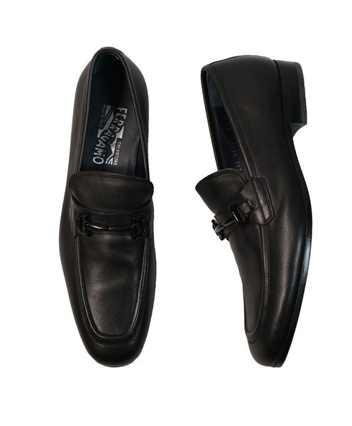 black bit loafers