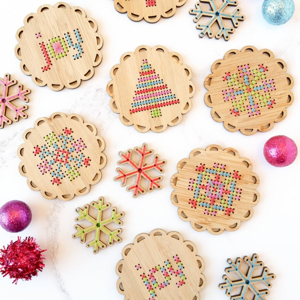 Bamboo cross stitch ornament kit by Red Gate Stitchery