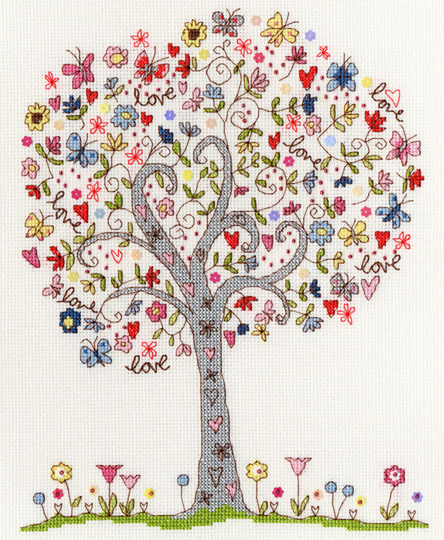 Love Tree modern cross stitch pattern by Bothy Threads