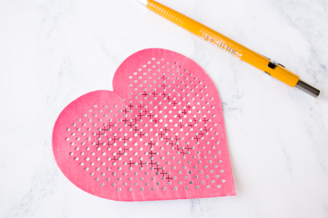 DIY cross stitch conversation hearts for Valentine's Day