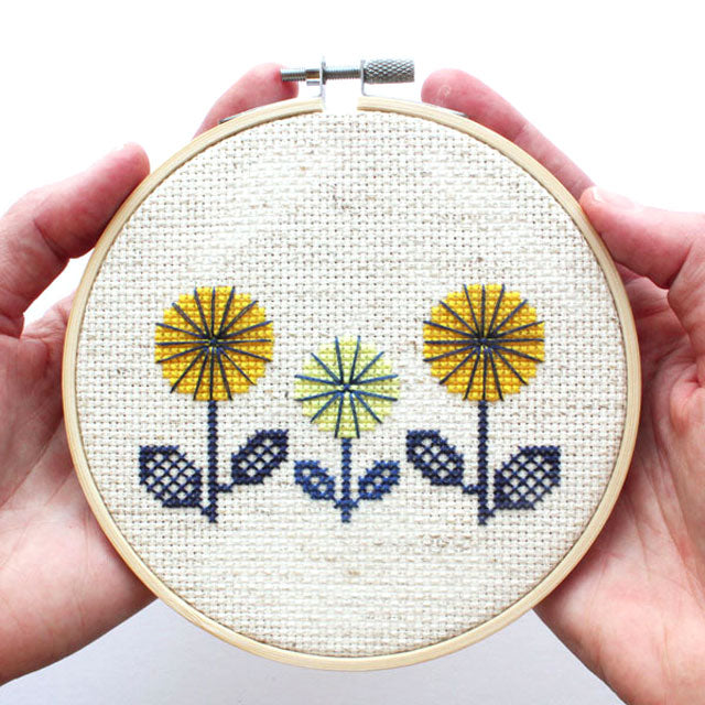 Yellow Spring Flowers cross stitch kit by Diana Watters handmade