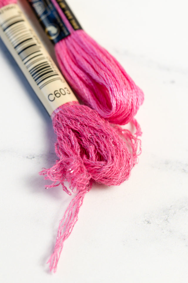 Tips for stitching with DMC's new Mouline Etoile sparkle embroidery floss
