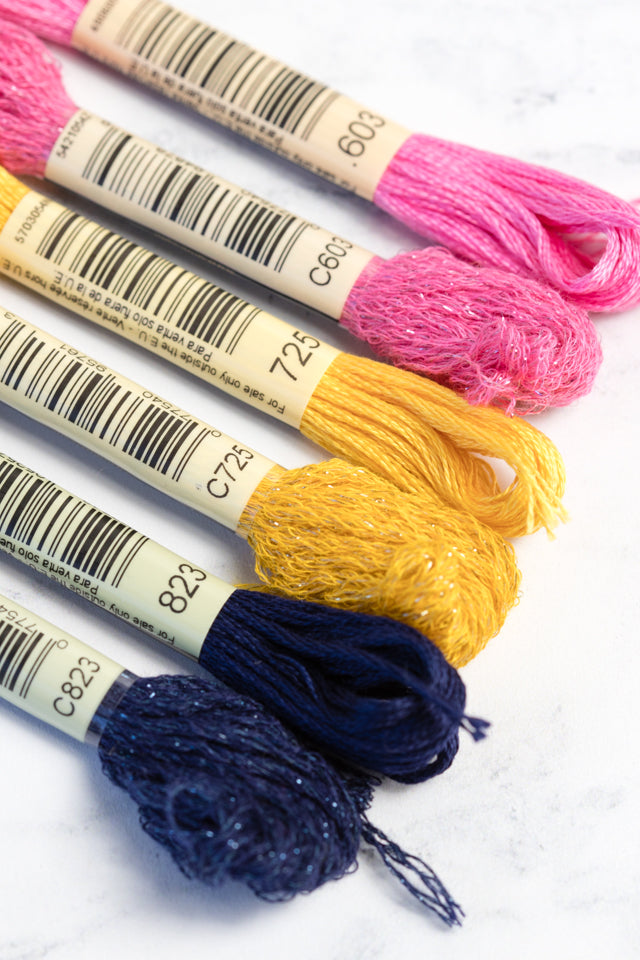 Tips for stitching with DMC's new Mouline Etoile sparkle embroidery floss