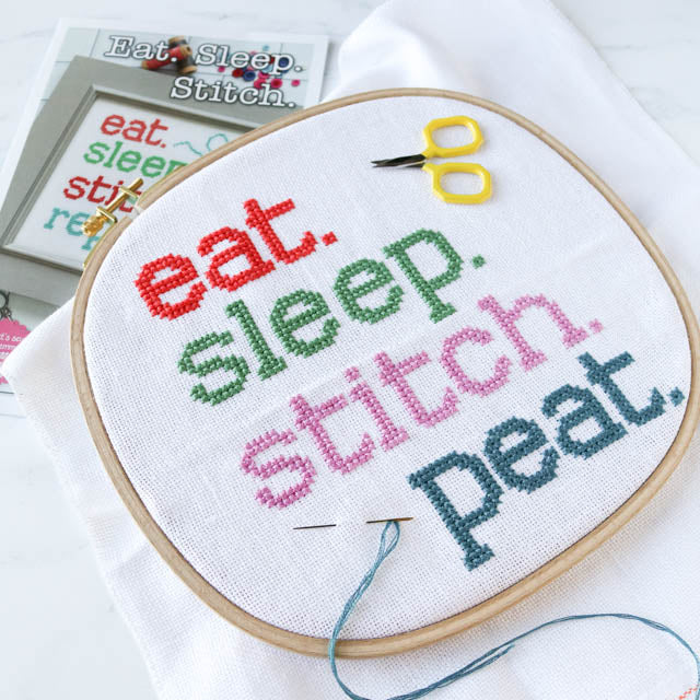 Eat Sleep Stitch Repeat cross stitch pattern
