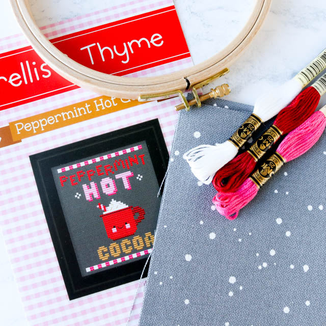 Kawaii Christmas cross stitch pattern by Trellis and Thyme