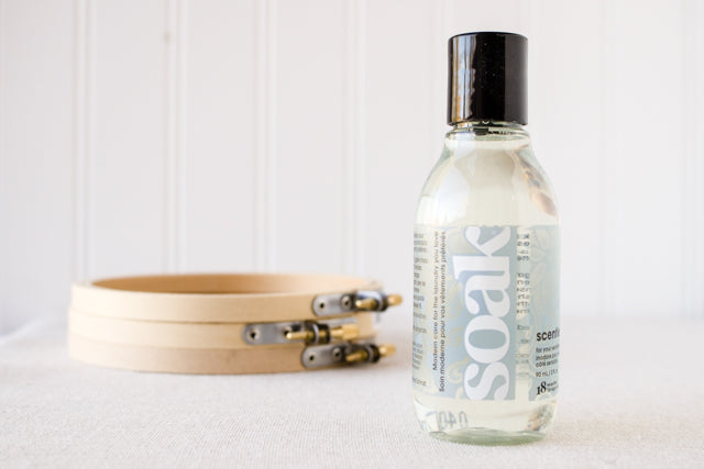 Soak Scentless soap for washing cross stitch and embroidery