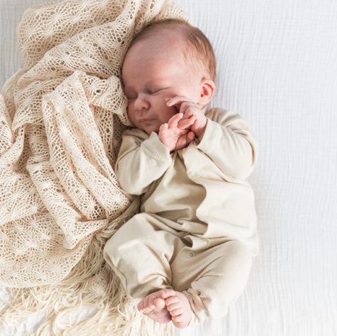 newborn - sleeping - baby - infant - romper - boho -minimalist - nursery