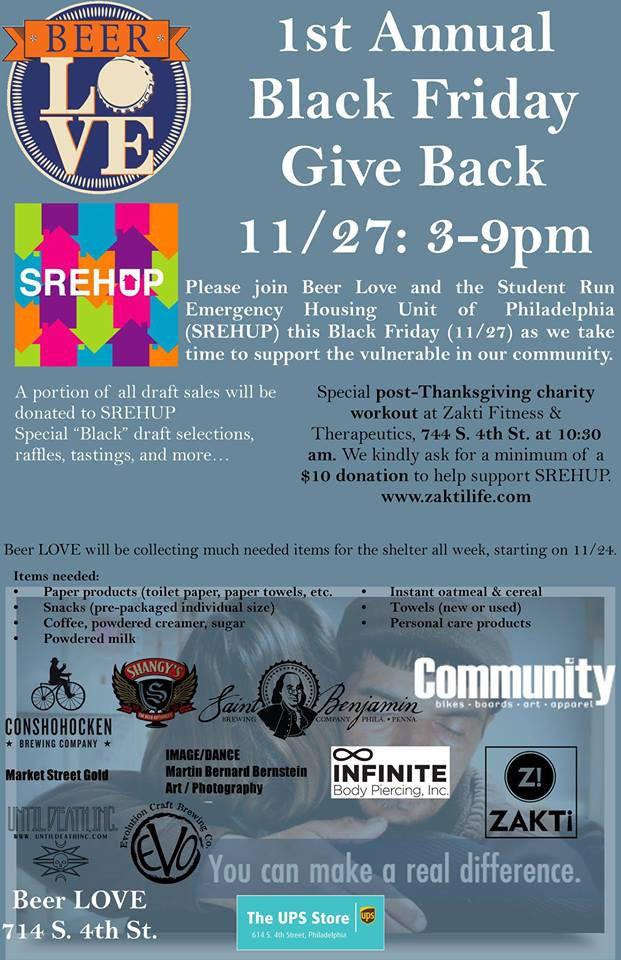 Beer Love's Black Friday Give Back flyer