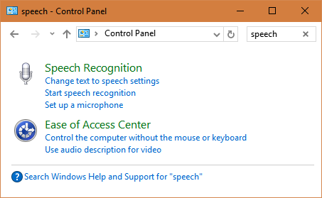 Control Panel -> Speech