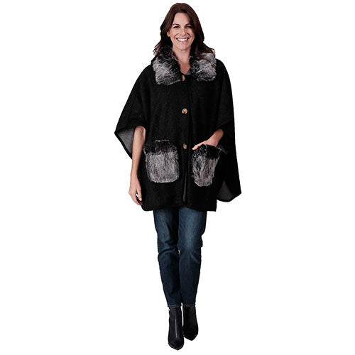 finansiere satellit Andre steder Le Moda Poncho with Faux Fur Trim – Linda Anderson
