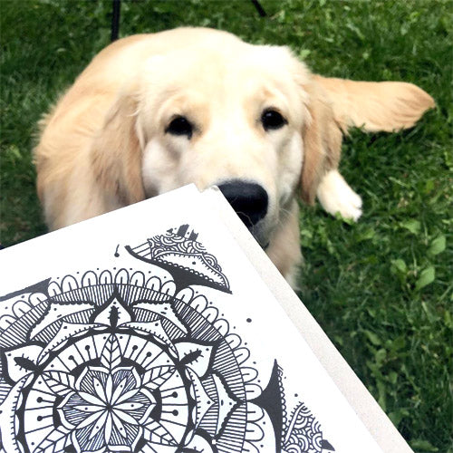 Day 5 hand drawn mandala challenge with puppy