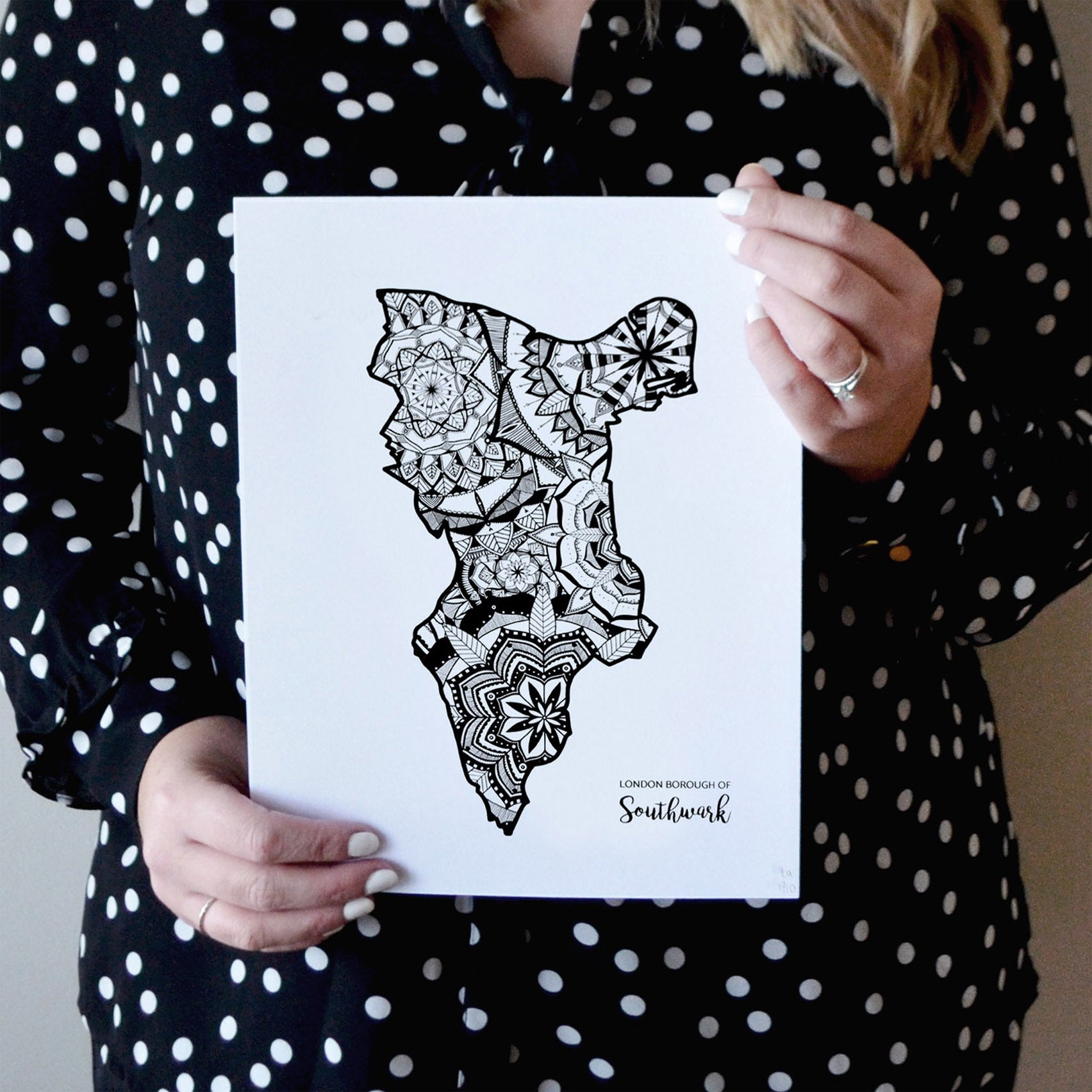 London Borough of Southwark Mandala Map Art Print