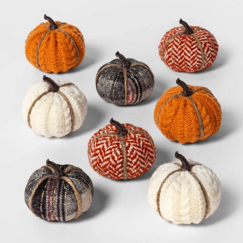 8ct Mini Fabric Pumpkins Halloween Decoration Patterned Target