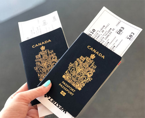 Canadian passports and boarding passes