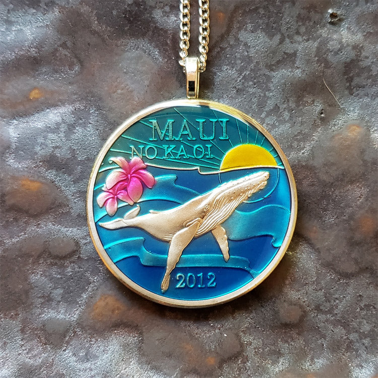 whale hand painted coin maui