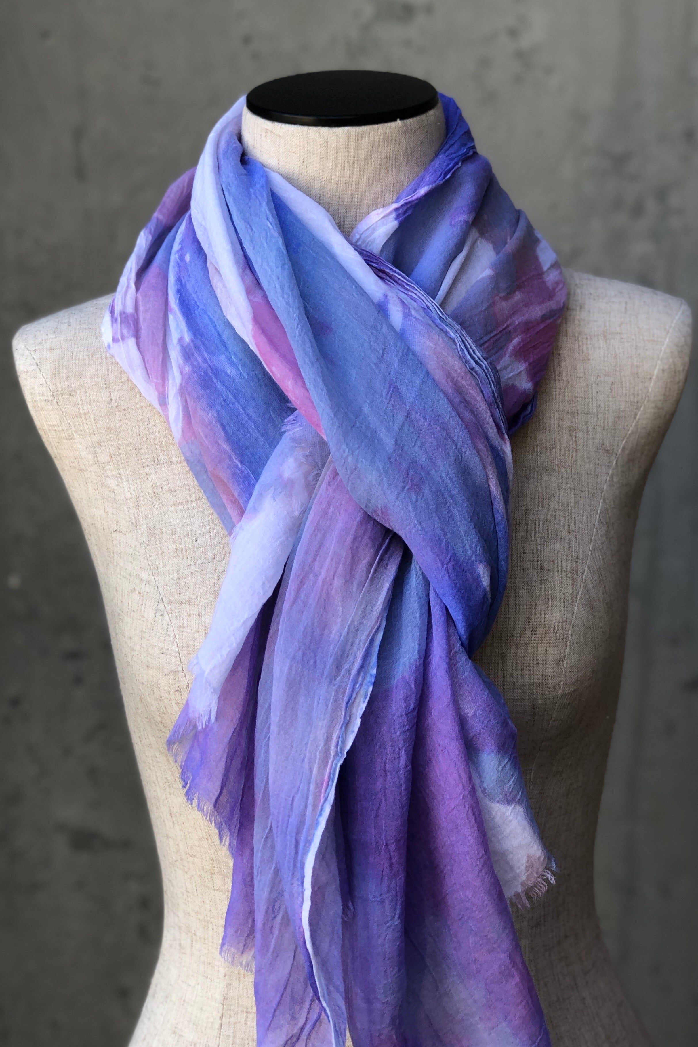 Purple Floral Watercolor Scarf