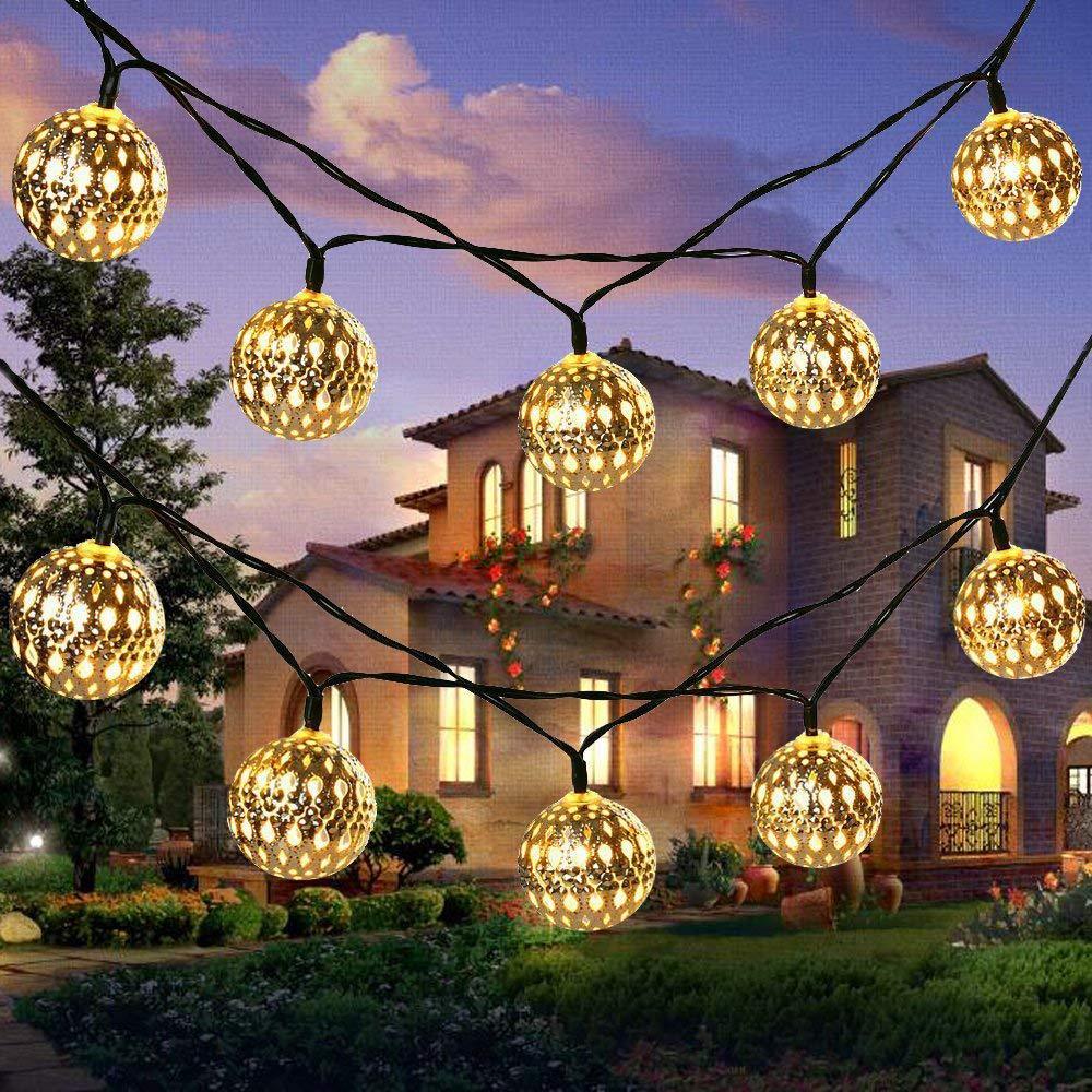 10 Led Moroccan Ball Solar String Lights Fairy Globe Lantern Lights Decorative Lighting For Indoor Outdoor Decorations