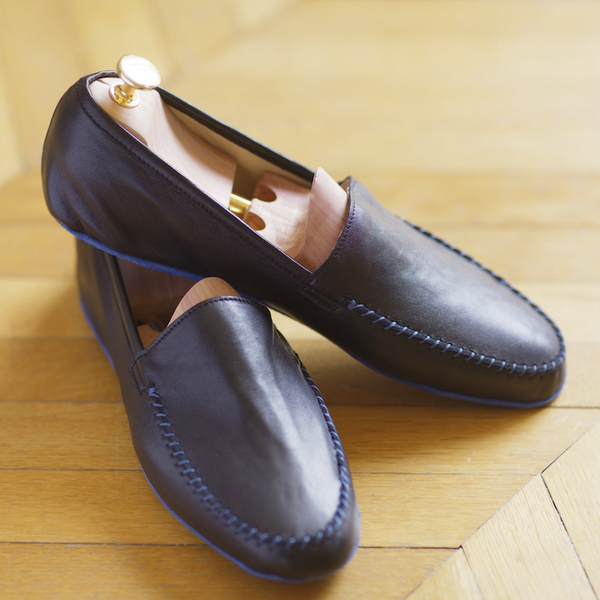 Black Lambskin Leather loafers Galante
