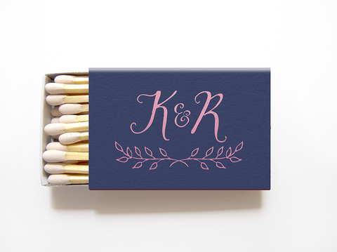 Rustic Monogrammed in Matte Navy and Shiny Dusty Rose Foil