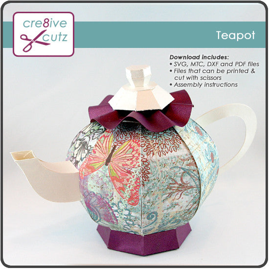 Teapot 3D Papercraft Project Cre8ive Cutz