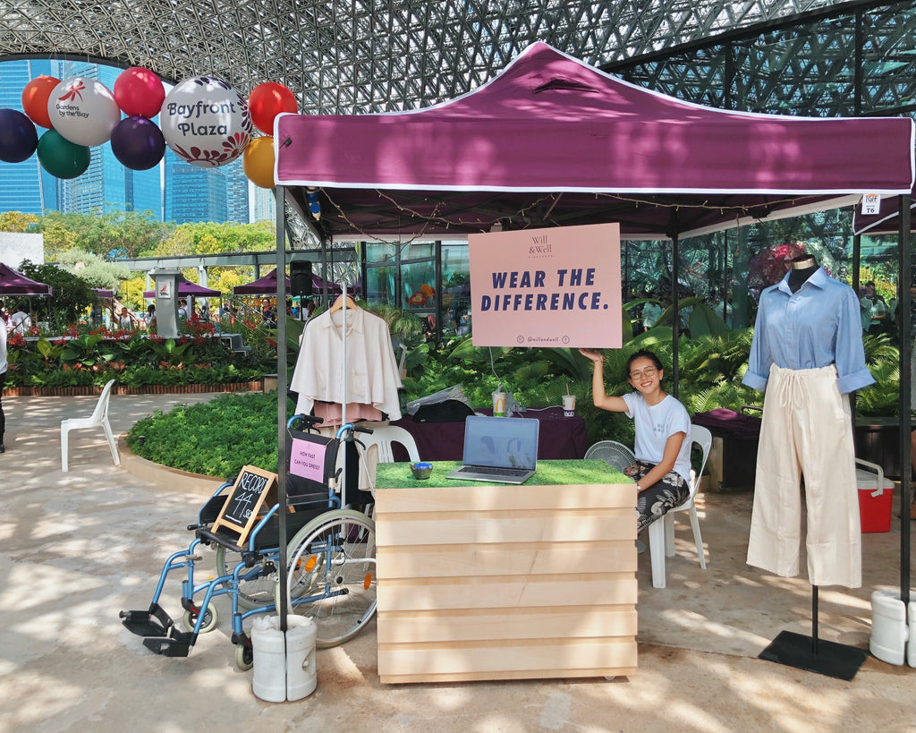 At Will and Well's pop-up stores, visitors can take part in a wheelchair dressing up challenge to understand the difficulties faced. 