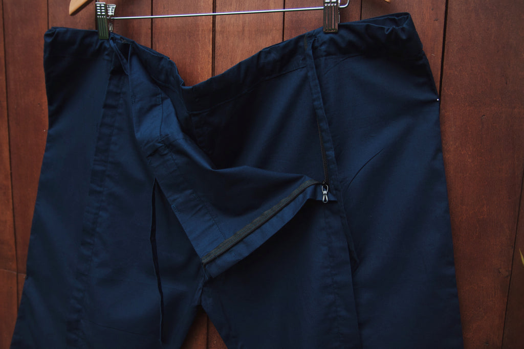 The trousers for the post-hip surgery patient is customised with zippers cutting through three-quarters of its length for easier dressing up. It also has handles on the back of the waist to give caregivers better support while moving her.