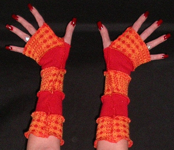 fingerless gloves orange